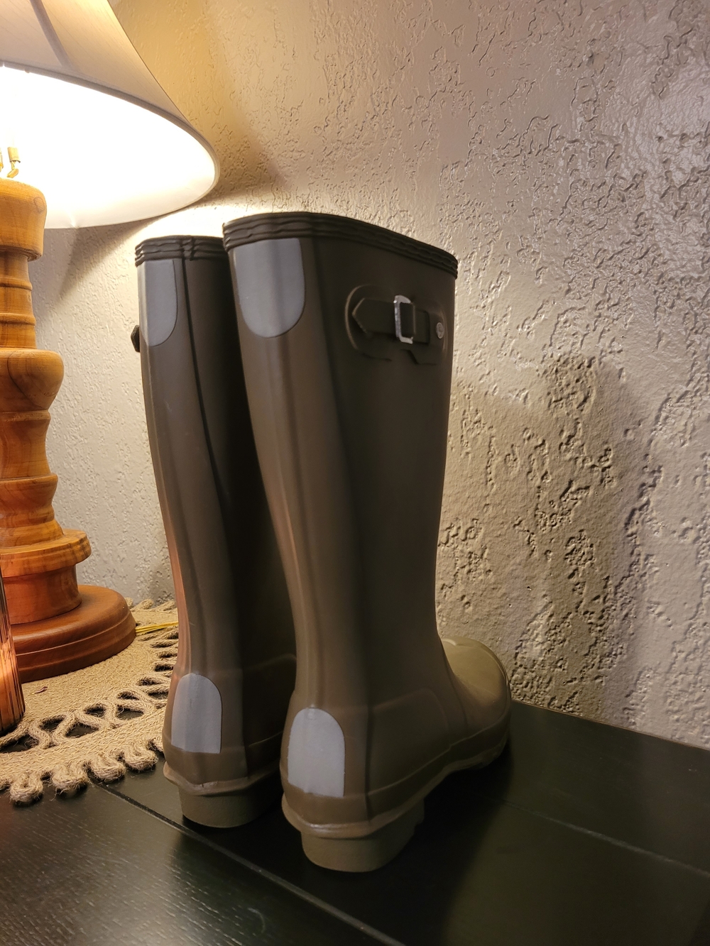 Hunter Original Kids Tall Rain Boots Olive Green Waterproof Size 3B/4G - Picture 9 of 14